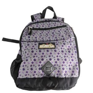 KAVU Black & Purple Plum Dots 16" Canvas Backpack, Adjustable Straps, Zippered